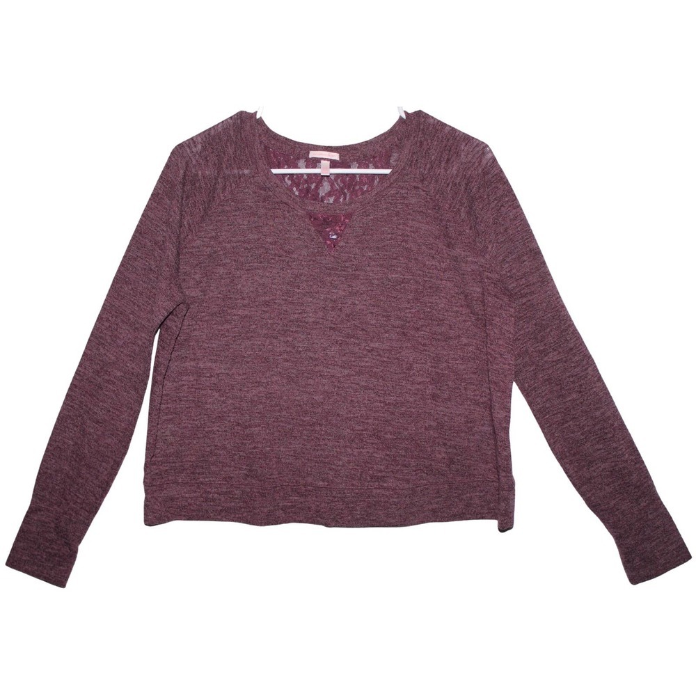 Women's Victoria's Secret Purple Cropped Pullover Long Sleeve Shirt Sweater Sz M